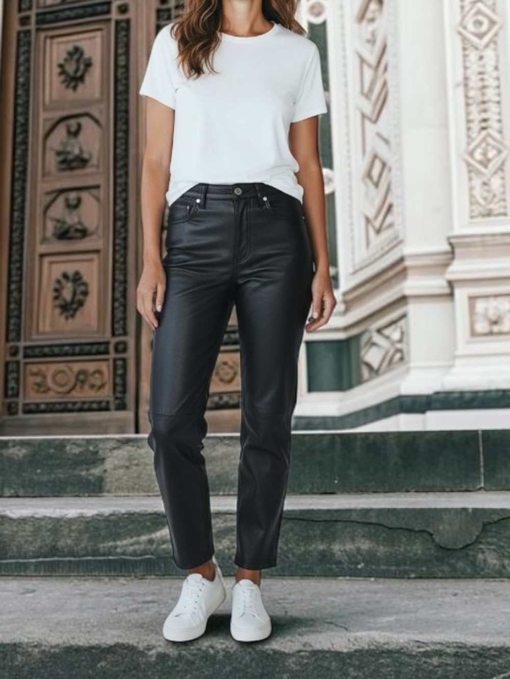 Wilfred Black Faux Leather Straight Leg Jeans
